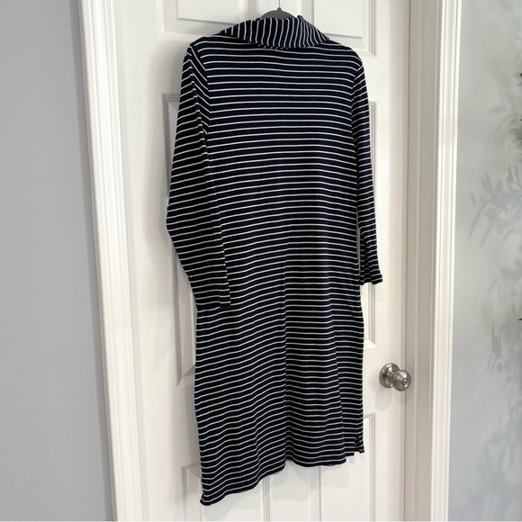 LRL Lauren Jeans Co Ralph Lauren Striped Navy Nautical 3/4 Sleeve Shirt Dress M - Picture 8 of 12